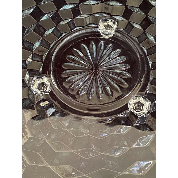 Fostoria American Clear Footed Cake Plate | MCM Stacked Cube Design | 12 3/8" - Picture 5 of 5